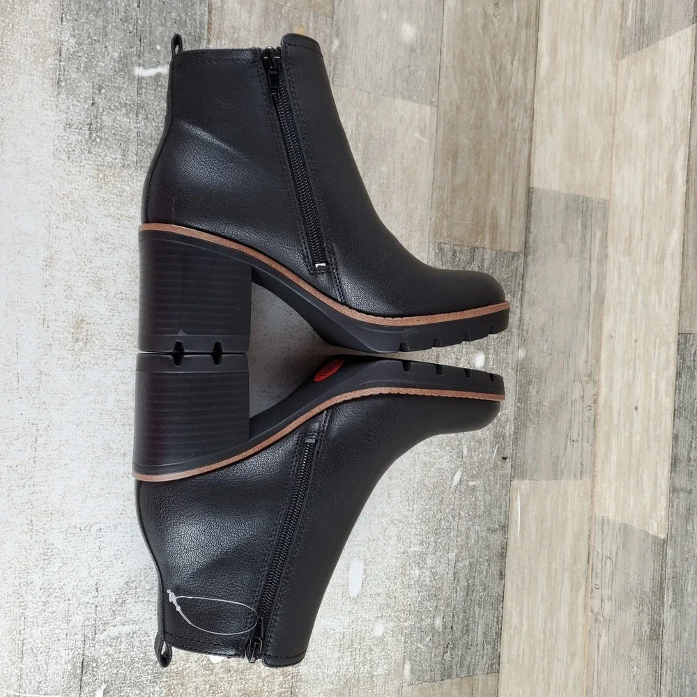 Naturalizer Madalynn Gore Womens Ankle Boots Sz 6 M Black Side Zip Block heel